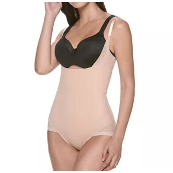 RED HOT by SPANX® Tan Open-Bust Snap-Crotch Panty Bodysuit Size L - Picture 1 of 6